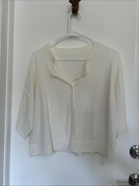 Soft Short-Sleeve Knit Top in Cream